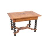 A DUTCH WALNUT, MARQUETRY AND EBONISED SIDE TABLE
