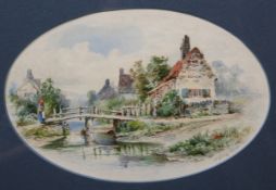 WILLIAM GILBERT FOSTER (1855-1906), FIGURE BY A BRIDGE