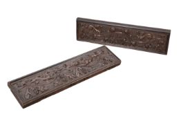 A PAIR OF CARVED OAK OVER DOOR PANELS, PROBABLY MID 19TH CENTURY