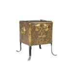 AN ARTS AND CRAFTS BRASS COAL BOX