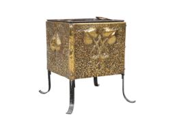 AN ARTS AND CRAFTS BRASS COAL BOX