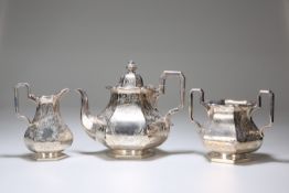 A VICTORIAN SILVER THREE-PIECE TEA SERVICE