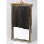 A PAIR OF BLUE AND GILT MIRRORS IN PERIOD STYLE