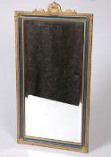 A PAIR OF BLUE AND GILT MIRRORS IN PERIOD STYLE