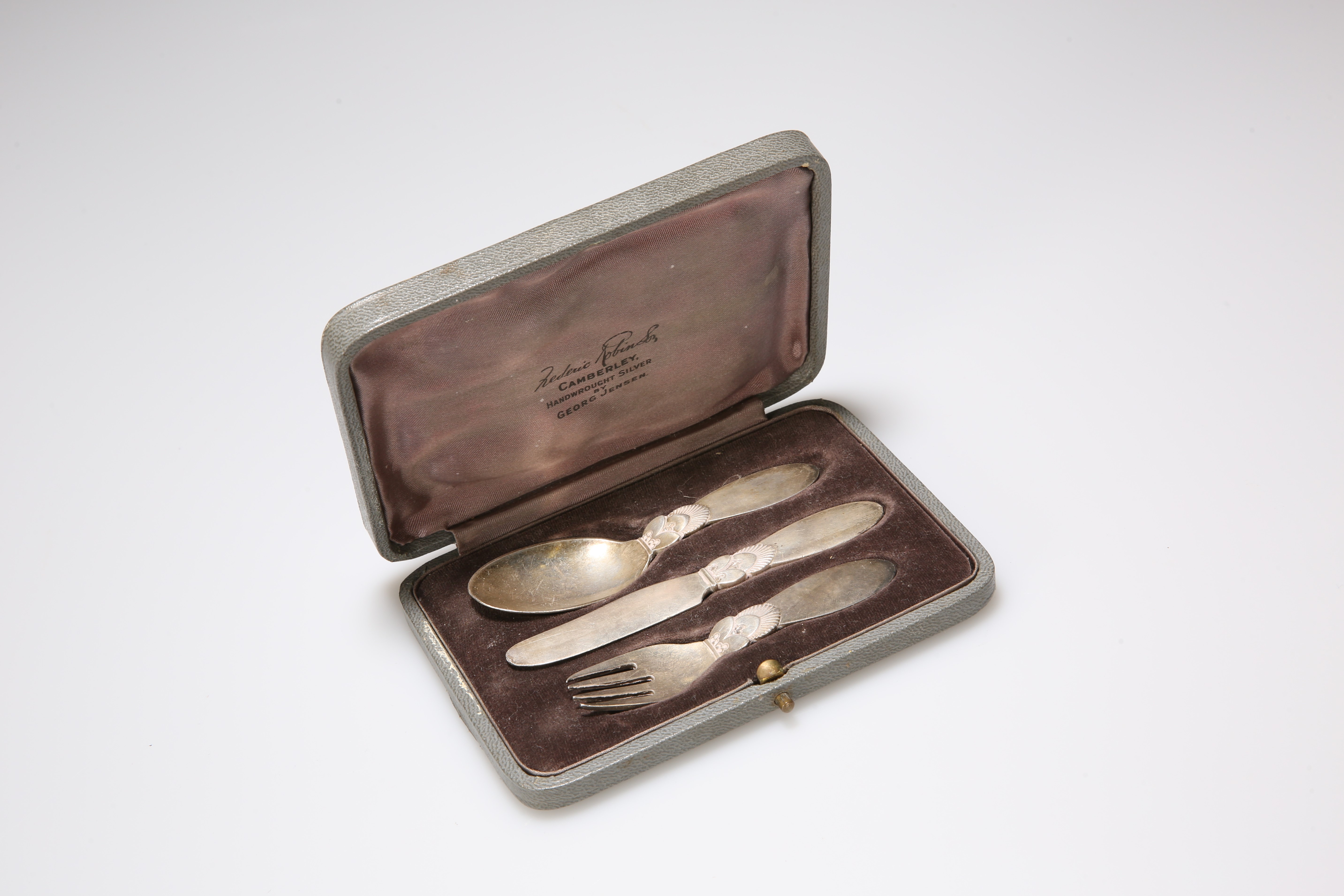 A GEORG JENSEN SILVER CHRISTENING SET