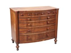 A SCOTTISH MAHOGANY BOW-FRONT CHEST OF DRAWERS