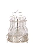 A MID-VICTORIAN SILVER AND CUT-GLASS CRUET