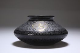 A MIDDLE EASTERN ACID-ETCHED BLACK GLASS VASE