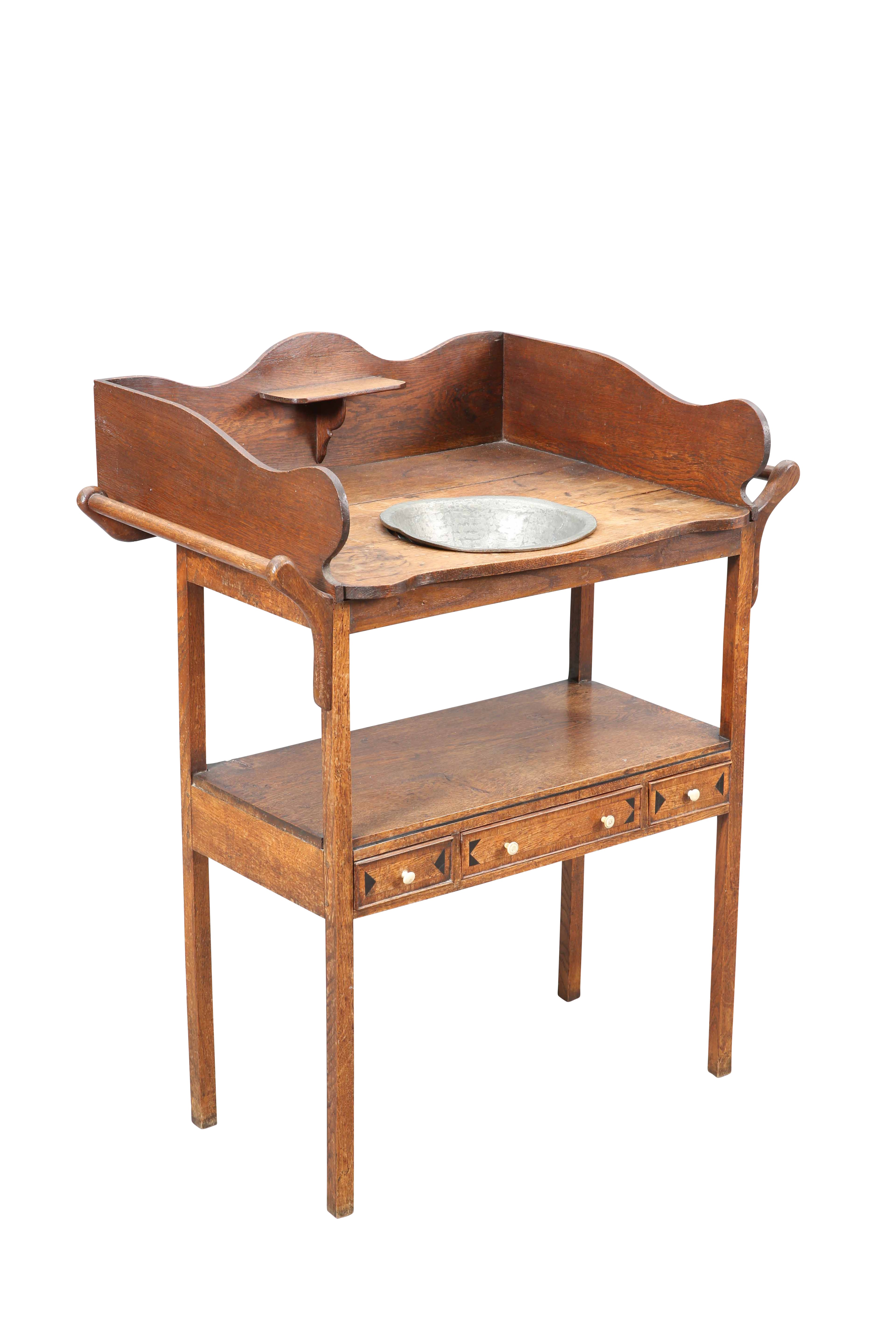 A GEORGE III OAK WASHSTAND