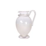 A 19TH CENTURY ENGRAVED AND FROSTED GLASS WATER JUG WITH INTEGRAL ICE COMPARTMENT