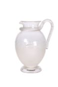 A 19TH CENTURY ENGRAVED AND FROSTED GLASS WATER JUG WITH INTEGRAL ICE COMPARTMENT
