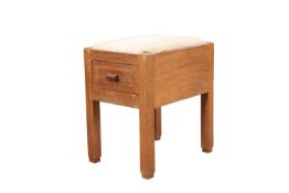 A COTSWOLD SCHOOL LIMED WALNUT BOX STOOL