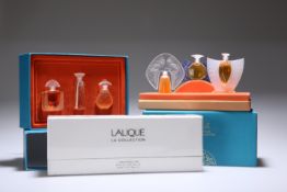 THREE BOXED LALIQUE SCENT BOTTLE SETS