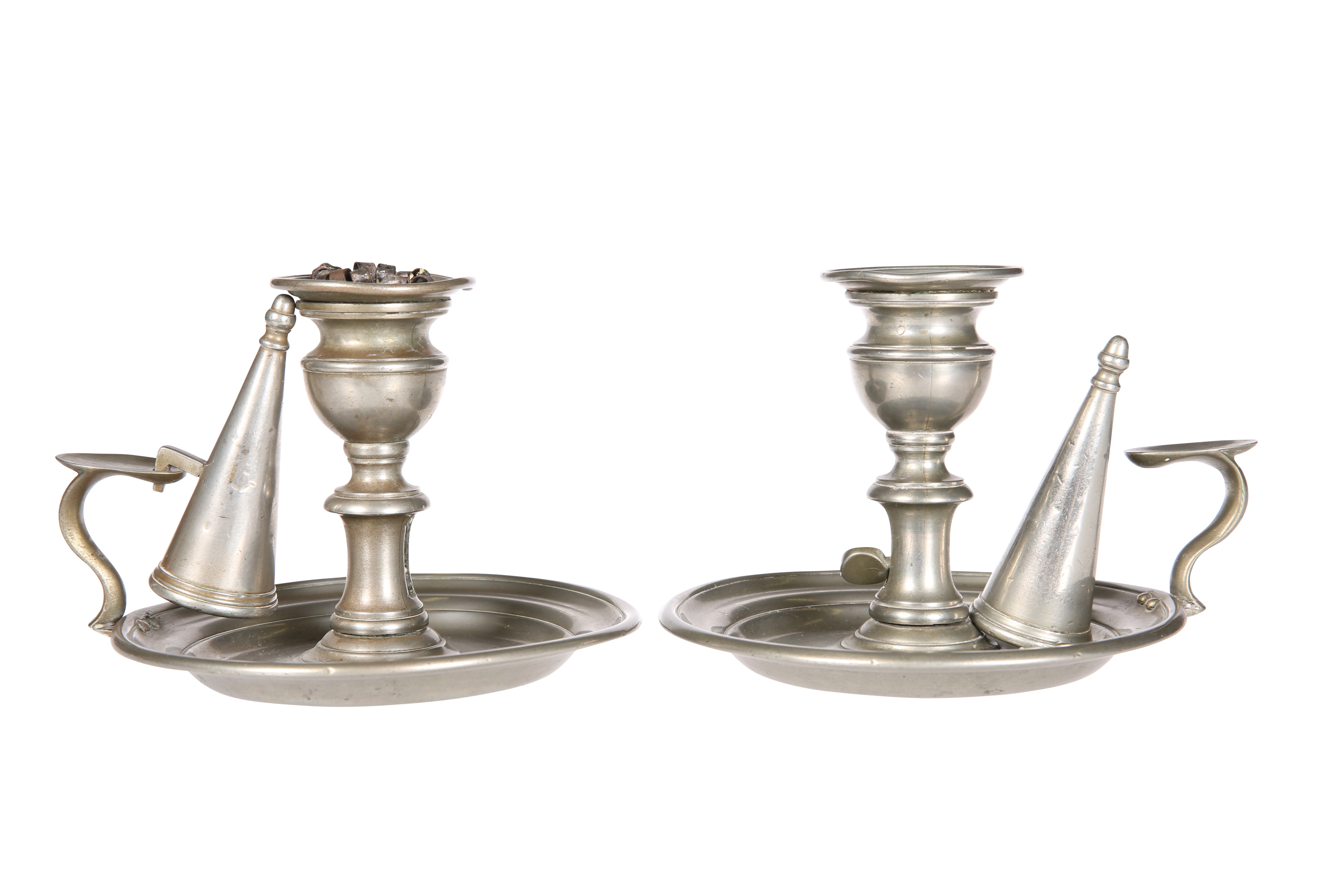 A PAIR OF GEORGE III PAKTONG CHAMBERSTICKS