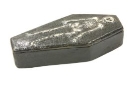 A 19TH CENTURY SNUFF BOX IN THE FORM OF A COFFIN