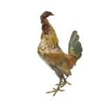 A LARGE BERGMAN COLD-PAINTED BRONZE OF A COCKEREL