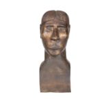 TRIBAL: A CARVED WOODEN BUST OF A MALE