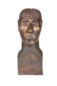 TRIBAL: A CARVED WOODEN BUST OF A MALE
