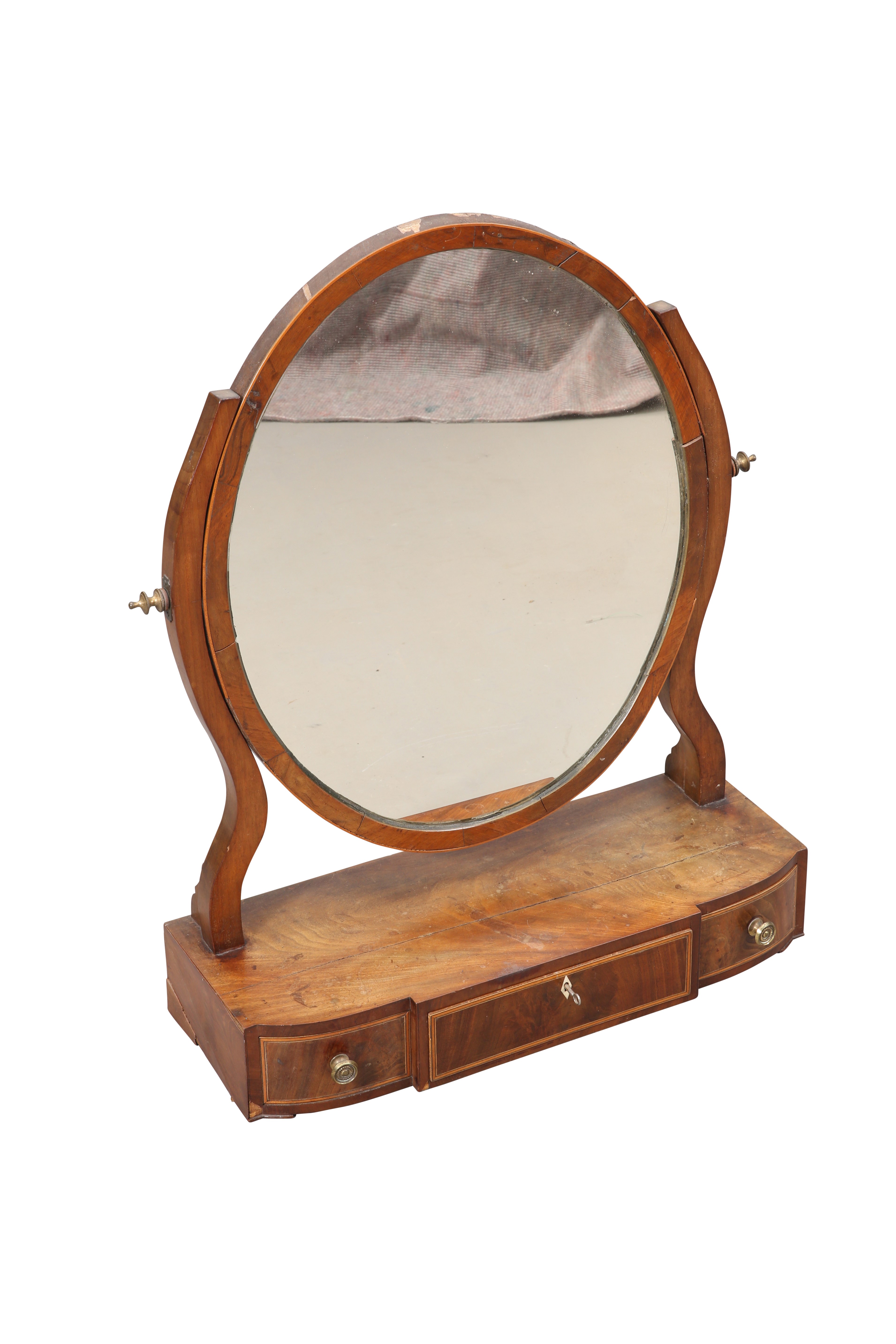 A GEORGE III MAHOGANY SWING TOILET MIRROR