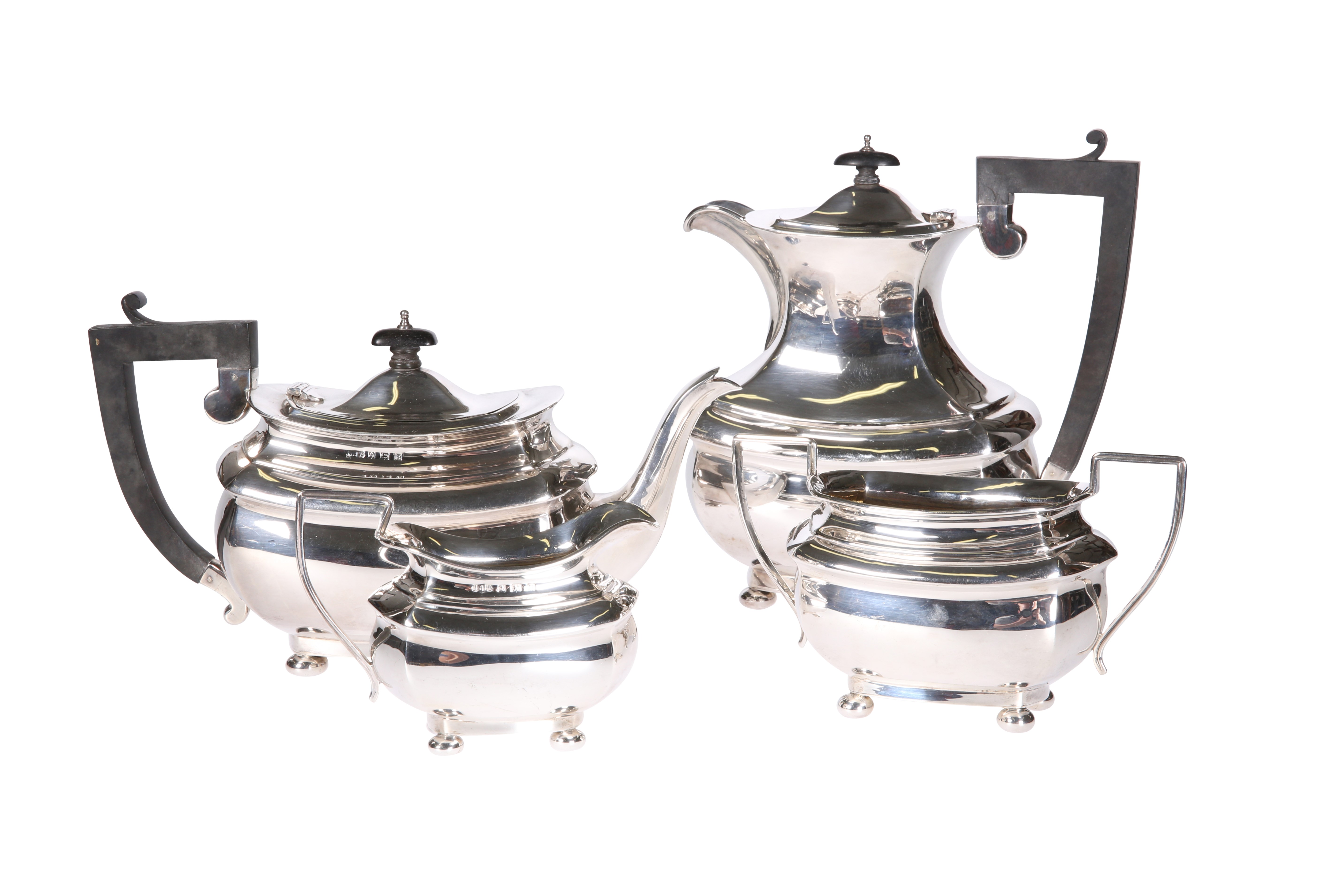 A GEORGE V SILVER FOUR-PIECE TEA SERVICE