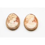 TWO VICTORIAN 9CT GOLD MOUNTED CAMEOS