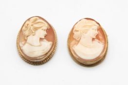 TWO VICTORIAN 9CT GOLD MOUNTED CAMEOS