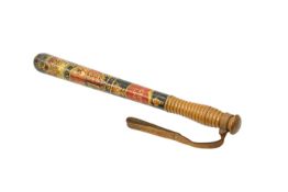 A 19th CENTURY PAINTED AND PARCEL GILT POLICE TRUNCHEON
