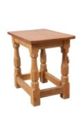 A MOUSEMAN OAK STOOL