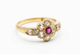 A LATE 19TH CENTURY RUBY AND DIAMOND RING