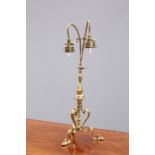 AN ARTS AND CRAFTS BRASS GASOLIER TABLE LAMP
