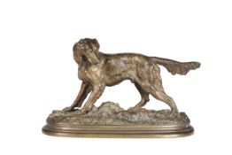 AFTER JULES MOIGNIEZ, A PATINATED BRONZE MODEL OF A SETTER