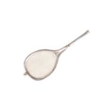 A GEORGE V SILVER NOVELTY TENNIS RACQUET LEMON STRAINER