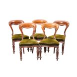 A SET OF FIVE VICTORIAN MAHOGANY DINING CHAIRS