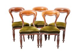 A SET OF FIVE VICTORIAN MAHOGANY DINING CHAIRS