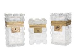 THREE CUT-GLASS TEA CADDIES, EARLY 19TH CENTURY