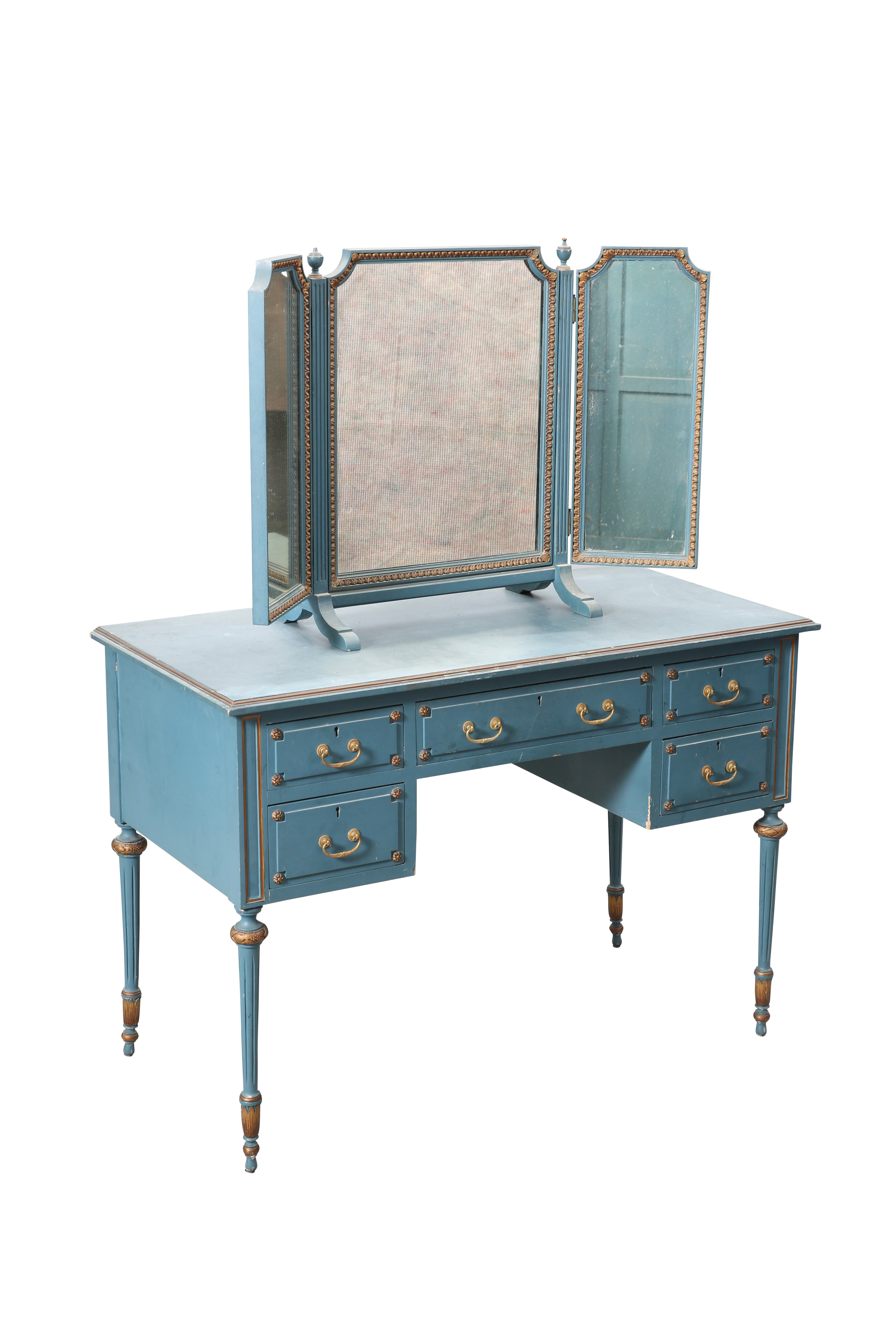 A SUITE OF BLUE AND GILT PAINTED FURNITURE - Image 6 of 7