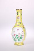 A CANTONESE YELLOW GROUND ENAMEL VASE, 19TH CENTURY