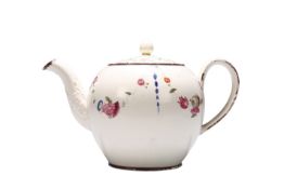 A LATE 18TH CENTURY CREAMWARE TEAPOT AND COVER