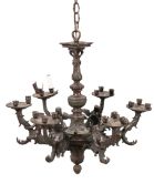 A 19TH CENTURY BRONZE CHANDELIER