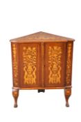 A DUTCH FLORAL MARQUETRY CORNER CABINET