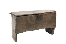 A PRIMITIVE OAK BOARDED SIX-PLANK CHEST