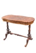 A VICTORIAN BURR WALNUT FOLDOVER CARD TABLE