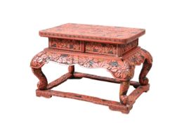 A CHINESE RED LACQUER STAND