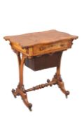 A VICTORIAN BURR WALNUT WORK TABLE