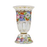 A BOHEMIAN PAINTED AND GILDED OVERLAY GLASS VASE