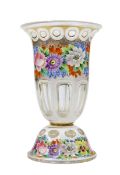 A BOHEMIAN PAINTED AND GILDED OVERLAY GLASS VASE