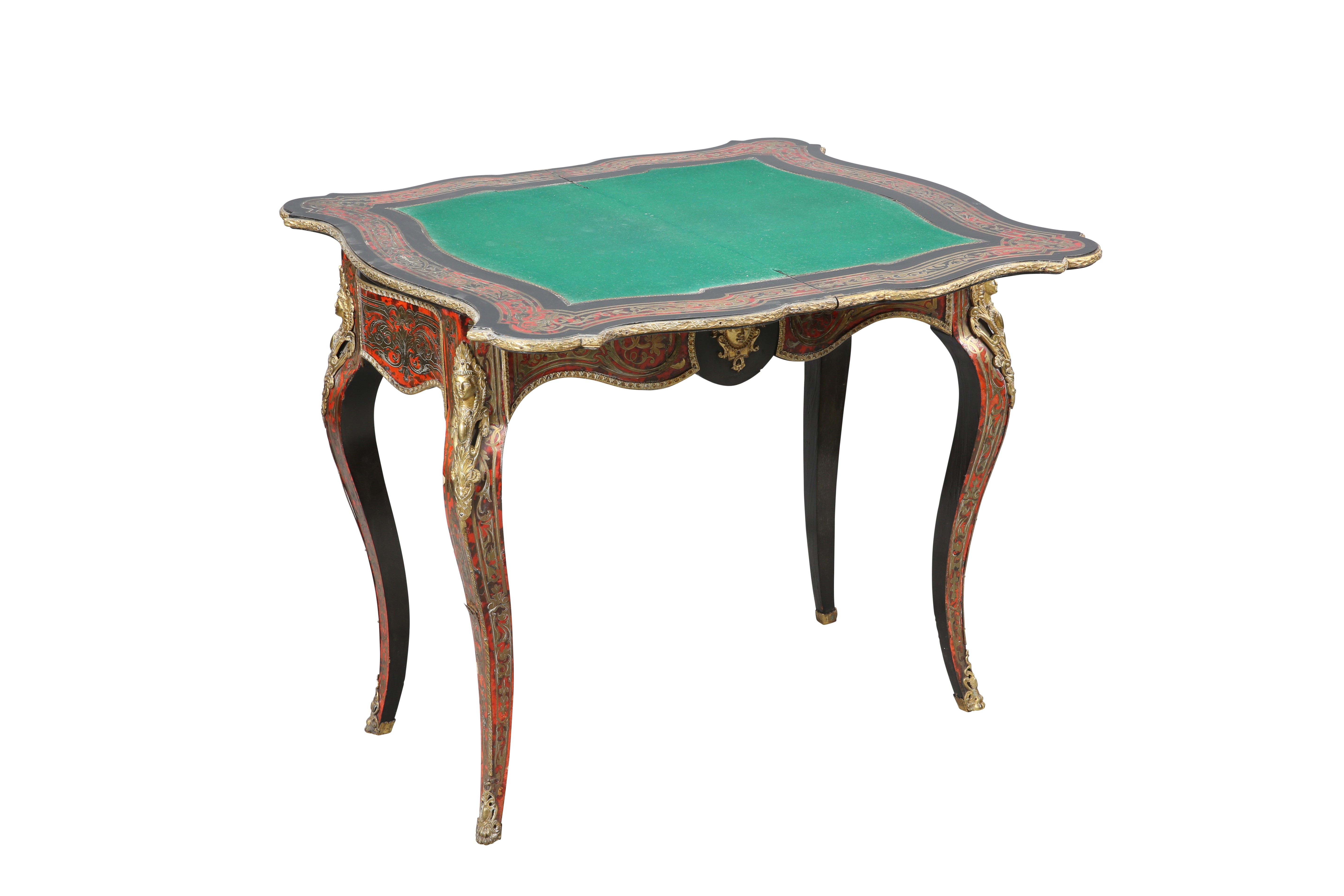 A NAPOLEON III GILT-METAL MOUNTED BOULLE FOLDOVER CARD TABLE - Image 2 of 2