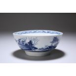 A WORCESTER BLUE AND WHITE BOWL, c.1765