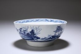 A WORCESTER BLUE AND WHITE BOWL, c.1765