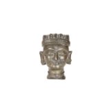 AN INDIAN BRONZE HEAD OF KHANDOBA